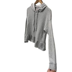 BETSEY JOHNSON LIGHT GRAY PERFORMS SWEATSHIRT HOODIE WITH RUFFLE BOTTOM SZ MED